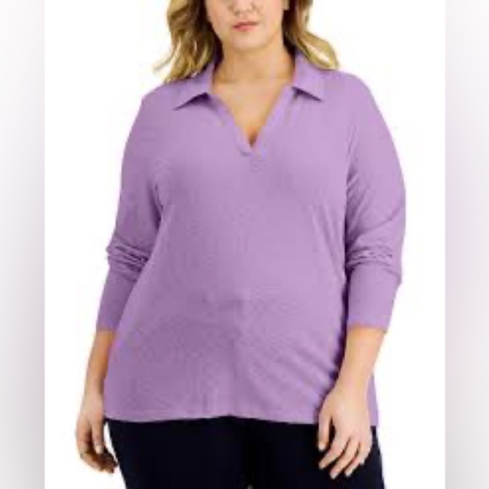 Karen Scott collared long sleeve shirt 3X